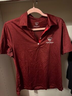 Women's Maroon Button-Down Polo Shirt